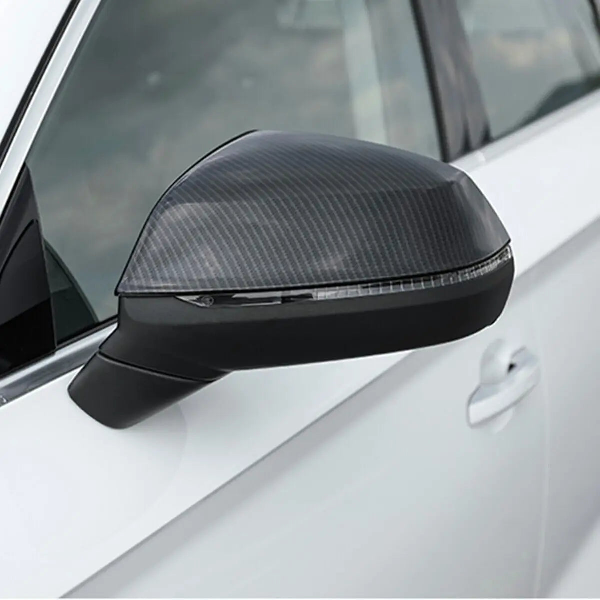 For Audi Q7 2016-2021 Q5 2019-2021 Car Rearview Replacement Side Mirror Cover Sticker Wing Cap Exterior Case Trim Carbon Silver Quake