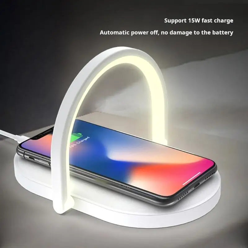 Energy Saving Foldable Adjustable LED Night Light With 15W Fast Wireless Charging For Bedside Desk Office Tablet Use K1KF Quake