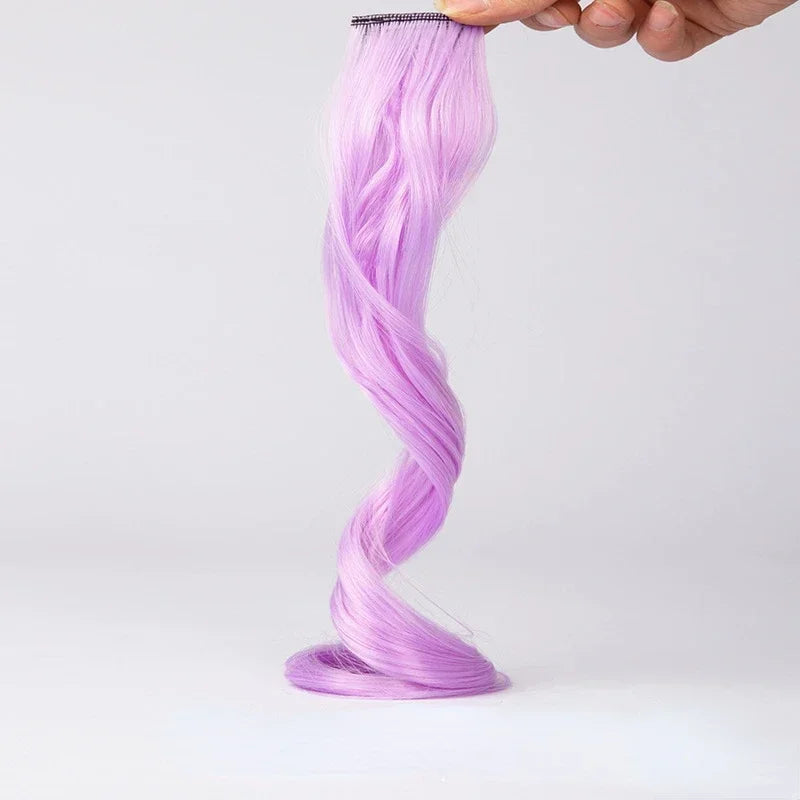 55cm Synthetic Hairclip in Curly Hair Extension Colored Curling Hairclip Hair Piece Invisible Hair Style Extension False Piece Quake Purple
