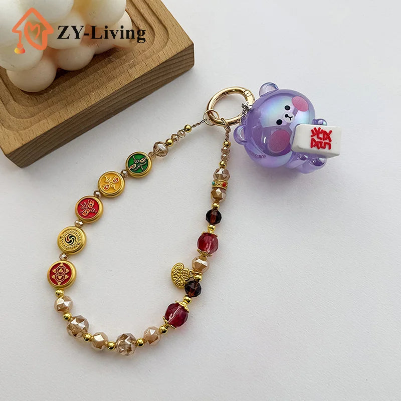 1PCS Chinese Style Mobile Phone Chain Universal Mobile Phone Lanyard Fashion Mobile Phone Anti Loss Short Wrist Strap Gifts Quake