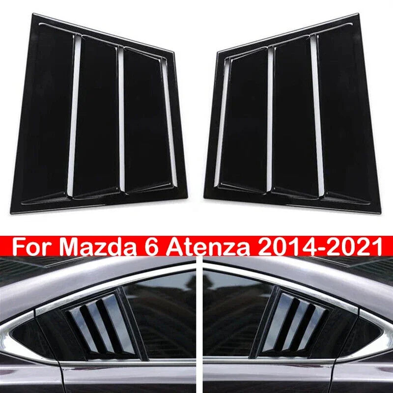 For Mazda 6 Atenza 2014-2021 Car Rear Louver Window Side Shutter Cover Trim Sticker Vent Scoop ABS Carbon Fiber Accessories Auto Quake