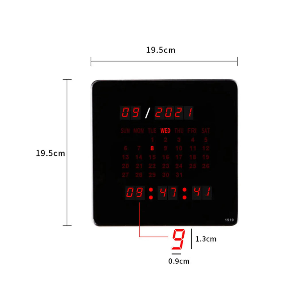 Wall Clock Digital LED Large Display Calendar Noiseless Desk Clock Timer for Home Study Restaurant Quake