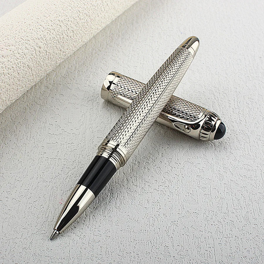 Luxury Big Barrel Rollerball Pen with Silver Clip Smooth Writing for Business Gift (Blue Ink) PK Jinhao 159 Quake 148-2