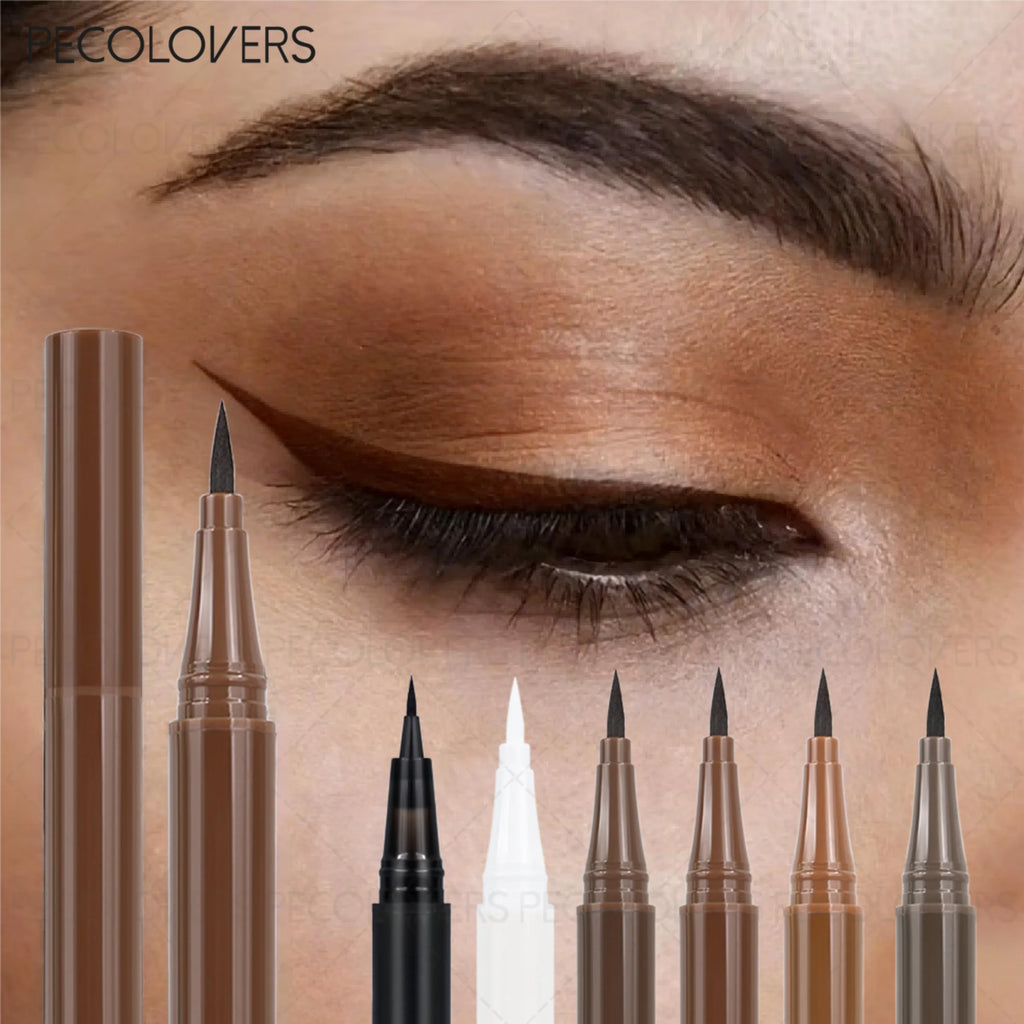 High Pigmented Glide Eyeliner Pen, Brown Black Waterproof Liquid Eyeliner, Ultra-Fine Tip 0.01mm, Sweatproof Quick-Drying Quake