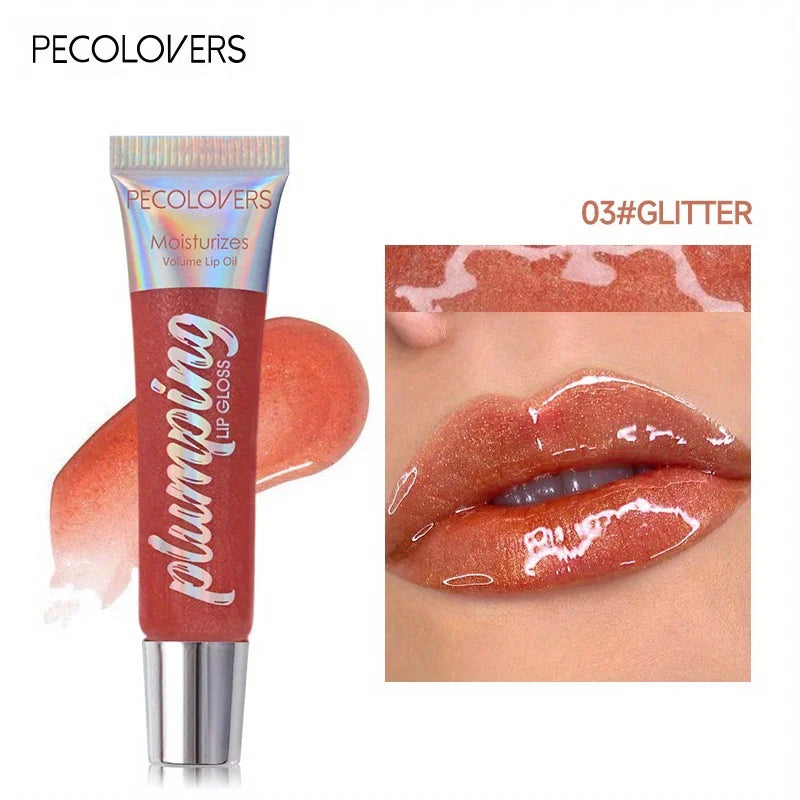 Shimmer Lip Oil Tinted For Fuller Lip Effect, Collagen Lip Gloss, Moisturizing Lip Care Extreme Volume Lip Essence Lips Enhancer Quake 03