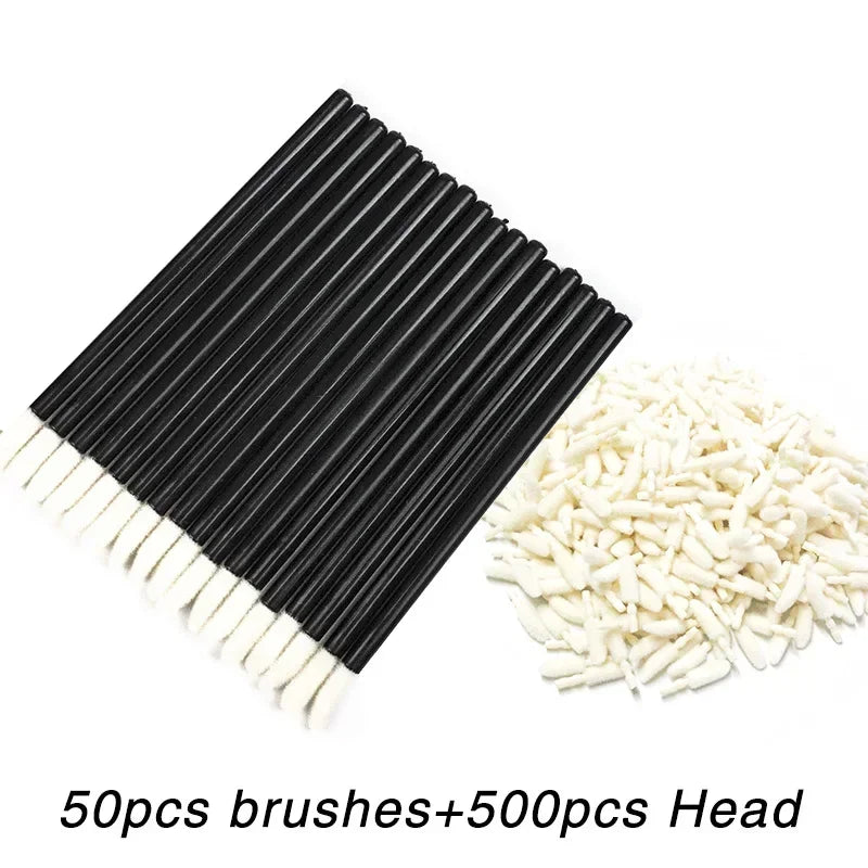 Disposable Lip Replacement Head For Eyelashes Extension for Lipstick Brush Cotton Head 500pcs Applicator Makeup Tool Quake M396 Black and Head