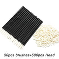 Disposable Lip Replacement Head For Eyelashes Extension for Lipstick Brush Cotton Head 500pcs Applicator Makeup Tool Quake M396 Black and Head