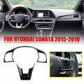 For Hyundai Sonata 2015-2019 ABS Carbon Fiber Style Inner Sticker Car Interior Steering Wheel Cover Trim Frame Decotation Auto Quake Default Title