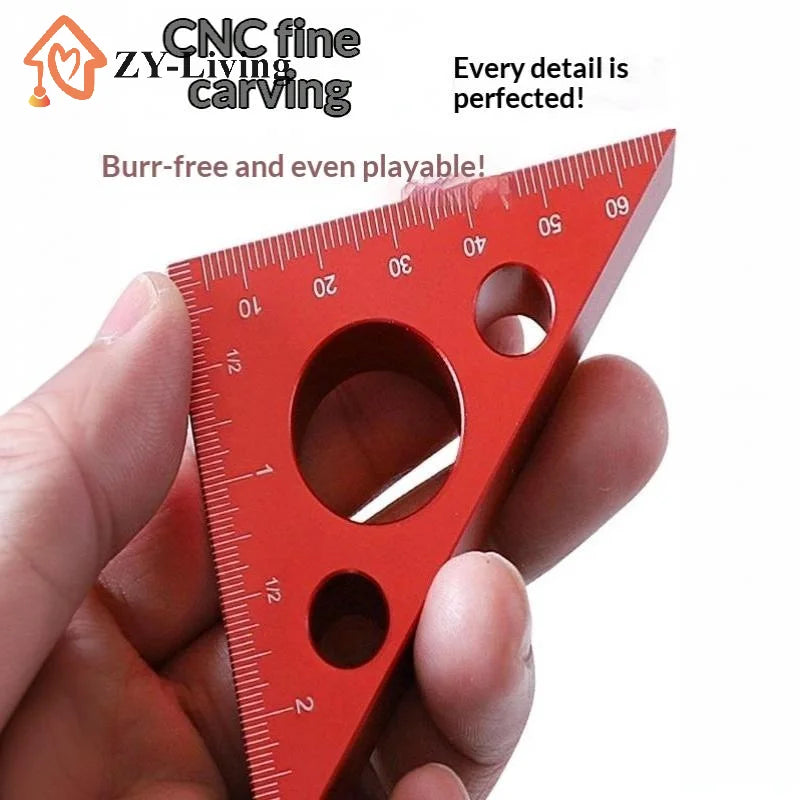 Aluminum Ruler 45/90 Degree Frosted Right Angle Gauge Triangle Ruler With Both Imperial And Metric Scales For DIY Wood Projects Quake