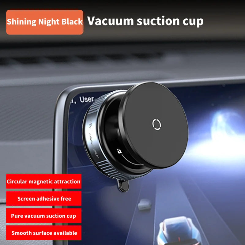K009 Car Phone Holder Mechanical Vacuum Suction Cup Strong Magnetic Adsorption Bracket For Gym Kitchen Car Navigation Stand Quake black