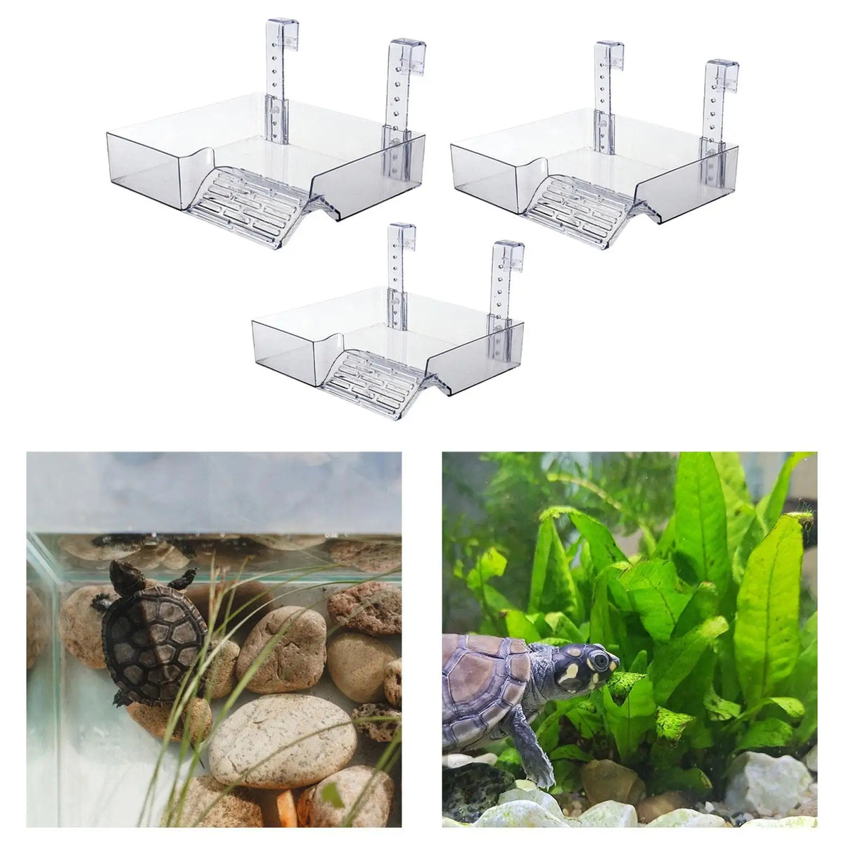 Hanging Turtle Basking Platform Acrylic Ramp Dock Shelf for Reptile Terrarium Fish Tank Decoration and Climbing Quake
