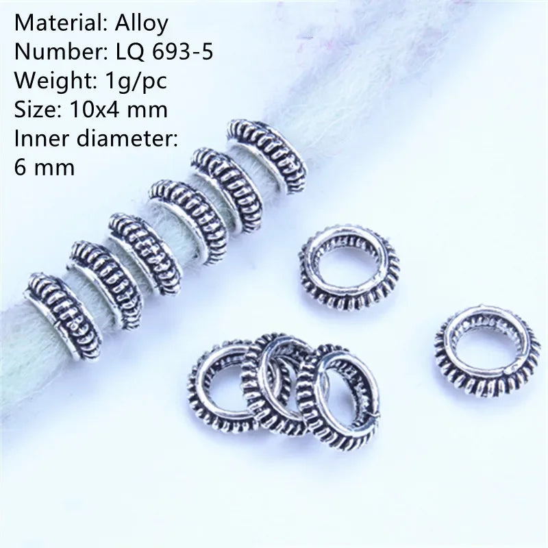 5-Piece Metal Dreadlock Hair Jewelry Braid Bead Accessories