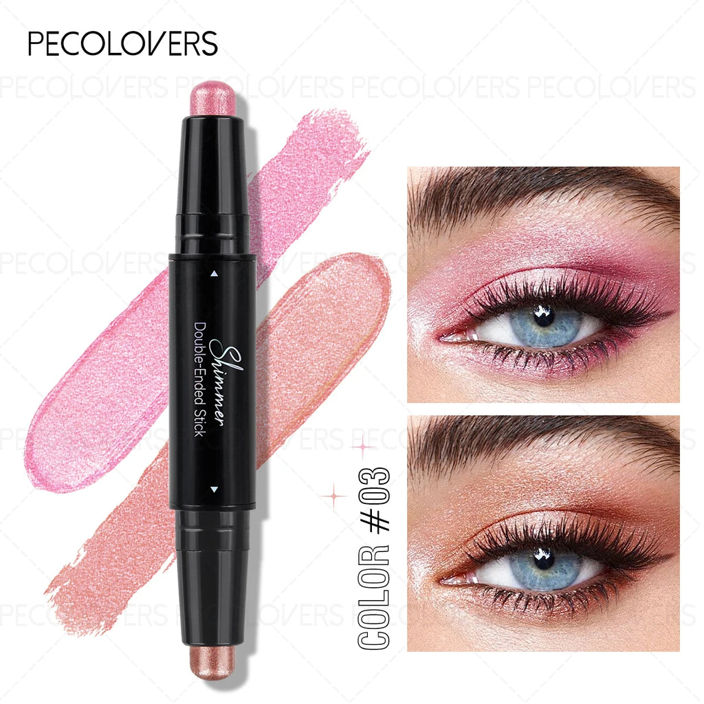 Double-ended Eyeshadow Stick, Eye Highlighter, Two-color Application, One-touch Setting, Waterproof, Eye Cosmetics Quake 03