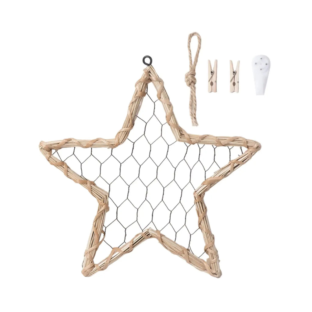 Wall Grid Panel Stars Shaped Weaving Holder for Entrances Living Room Office Quake Black S