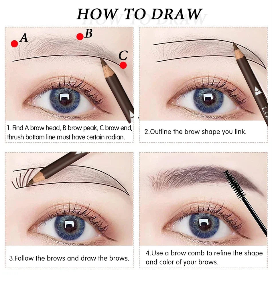6/12Pcs Eye Brow Pencil Waterproof Professional Women Eye Makeup Pen Easy Color Natural Black Brown Cosmetic Beauty Eyebrow Tool Quake