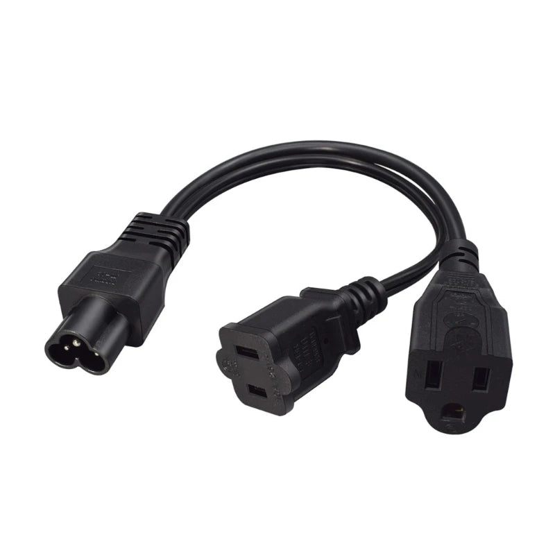 IEC320 To NEMA 1 15R And 5 15R Power Splitter Cable 1ft Short Y Adapters For Digital Devices K1KF Quake CN