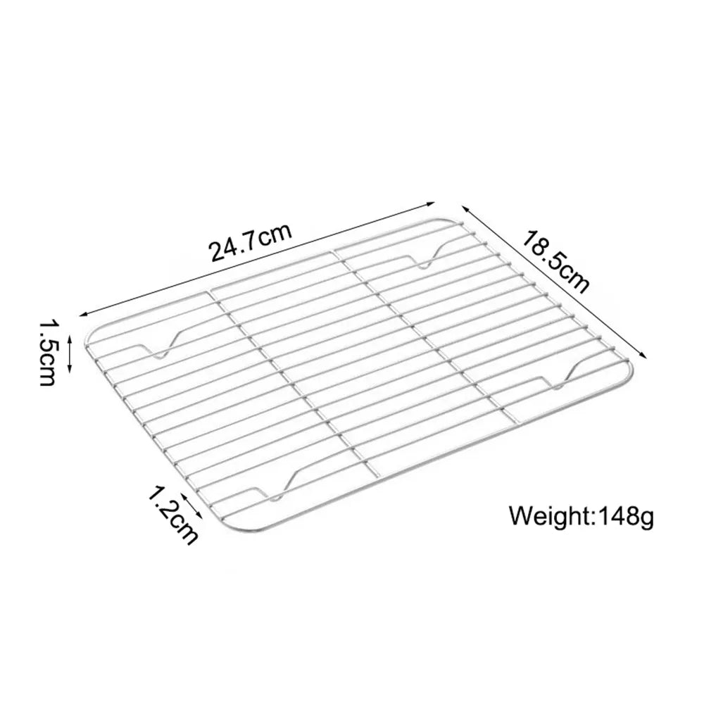 New Stainless Steel Cooling Rack Non-stick Silver Baking Tray BBQ Tray Quake 24.7x18.5cm