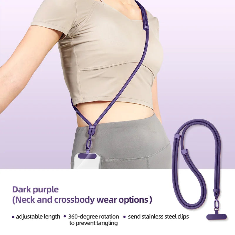 Phone Lanyard Adjustable Detachable Neck Cord Outdoor Universal Crossbody Strap Card Clip for Mobile Phone Case Quake Purple Nylon / Spandex