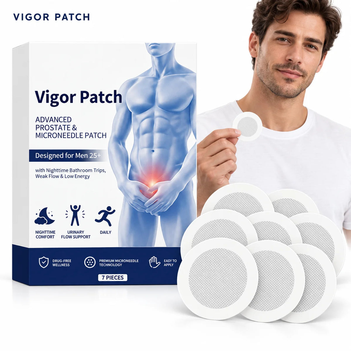 Herbal Microneedle Patch for Men Daily Wellness Body Care Patch Gentle Moisturizing Breathable Skin Friendly Quake