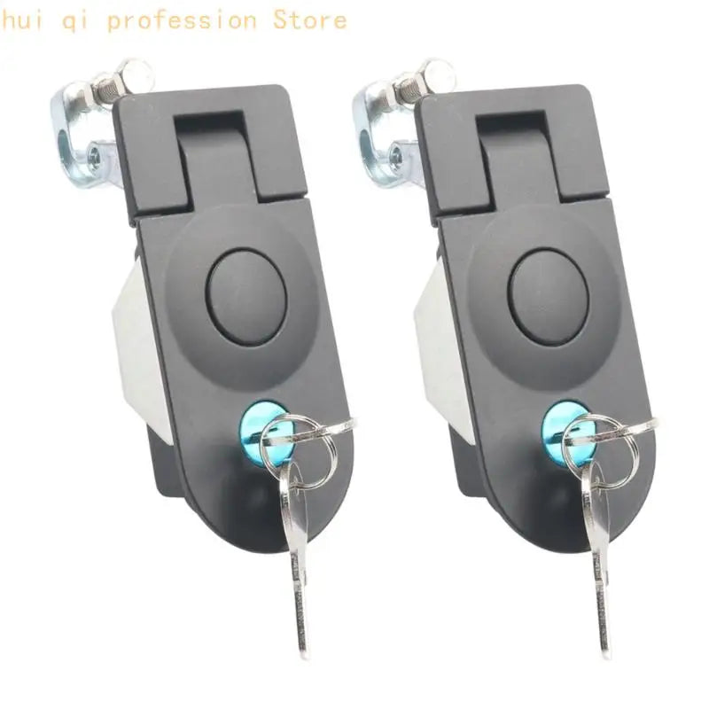 Storage Door Lock Replacement Set, Recessed Push Button Keyed Lock, Pair for Trailer Panels, Doors and Cabinets H8WE Quake Black CN