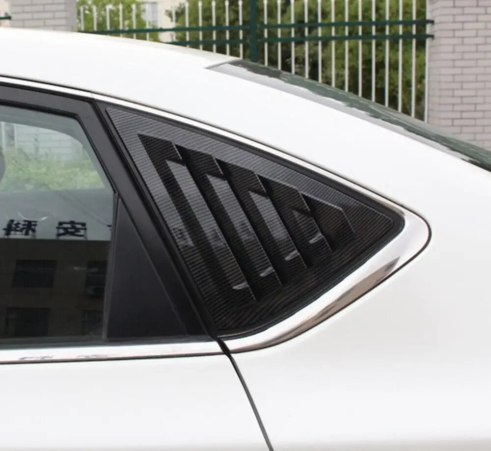 For Nissan Sentra Sedan 2013-2019 Car Rear Louver Window Side Shutter Cover Trim Sticker Vent Scoop ABS Carbon Fiber Black Auto Quake