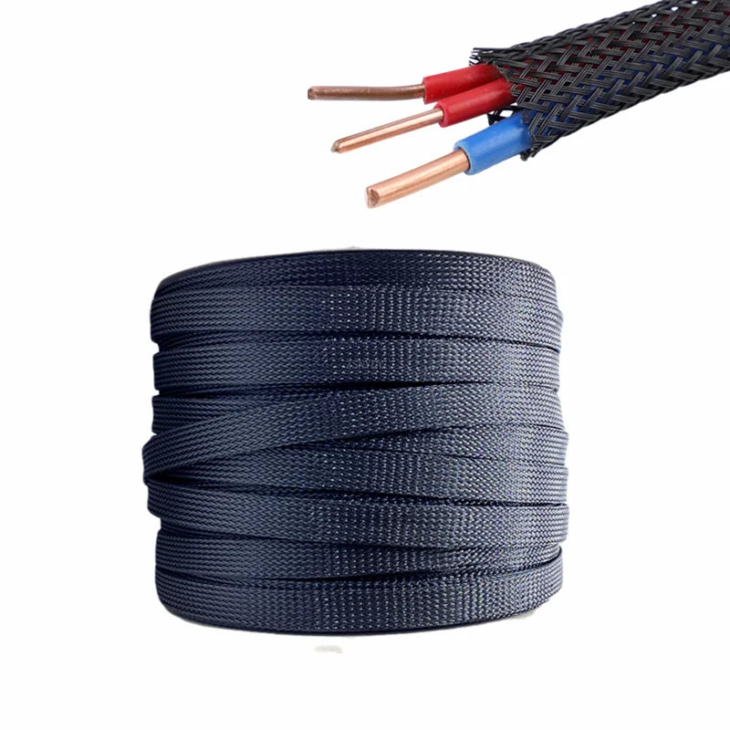 5M/10M Insulated Braid cable Sleeve 10/12/16/20/25mm PET Cable protector Wire Gland Protection Cable Sleeving Shrink Tubing Quake 5m 18mm