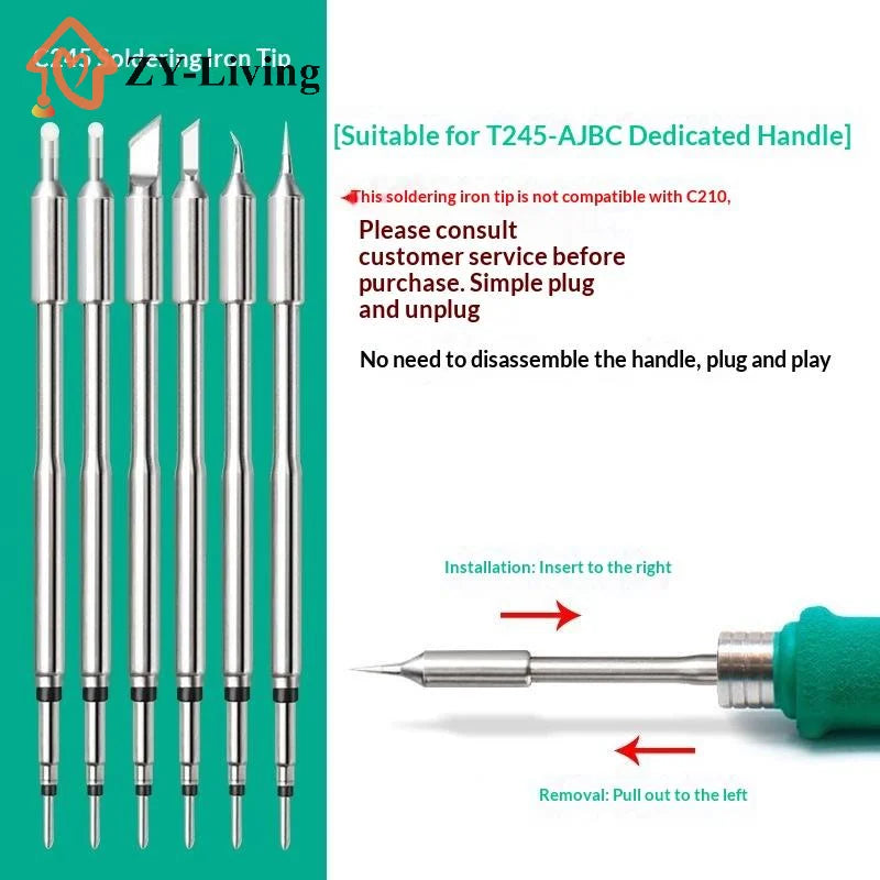 1Pcs C210 C245 Soldering Iron Tip for Phone Repair Tools Compatible with I IS K SK 2C 3C Soldering Station Quake