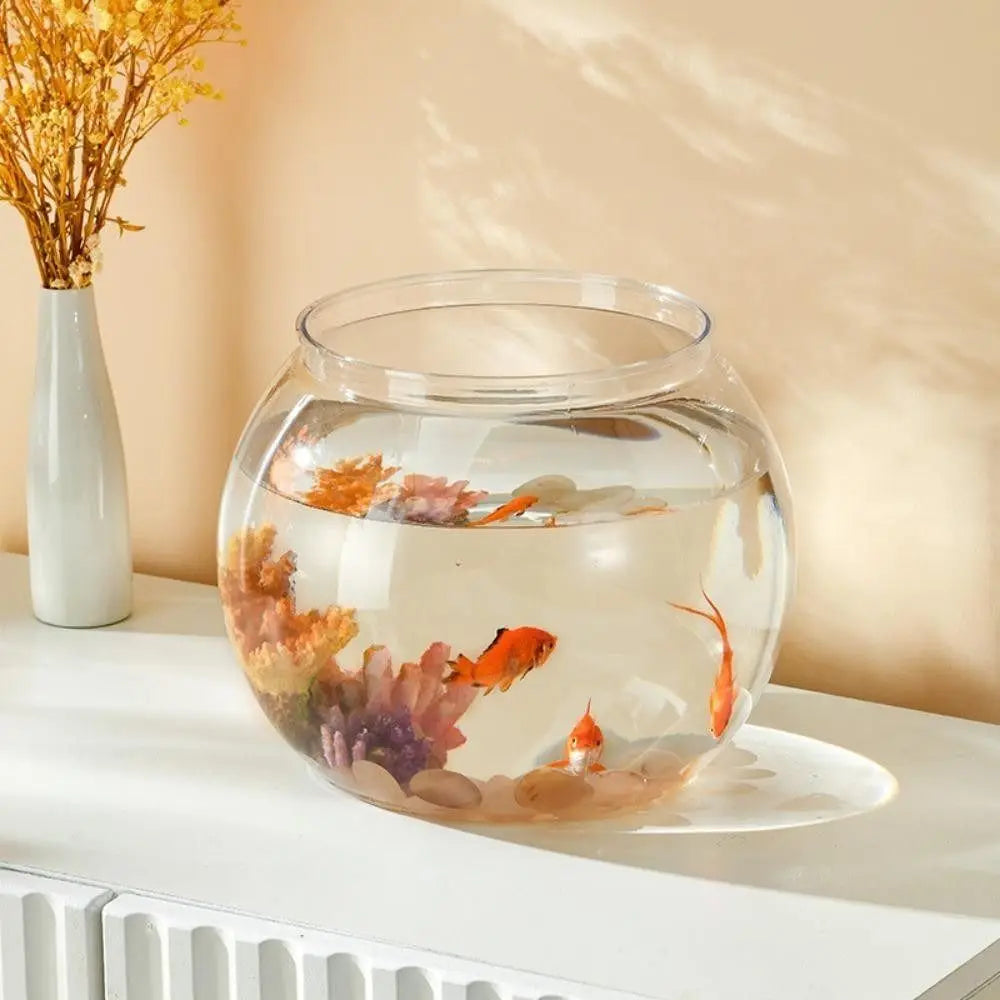New Transparent Fish Tank Round Unbreakable Aquarium Plastic Lightweight Small Fish Bowl Home Decor Quake