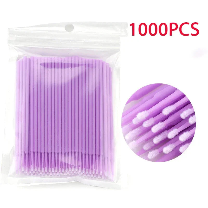 vvocci Disposable Microbrush Eyelash Extension Tools 500/1000pcs - Crystal Swab Lash Grafting & Removal Applicators Quake M94 1000PCS Purple