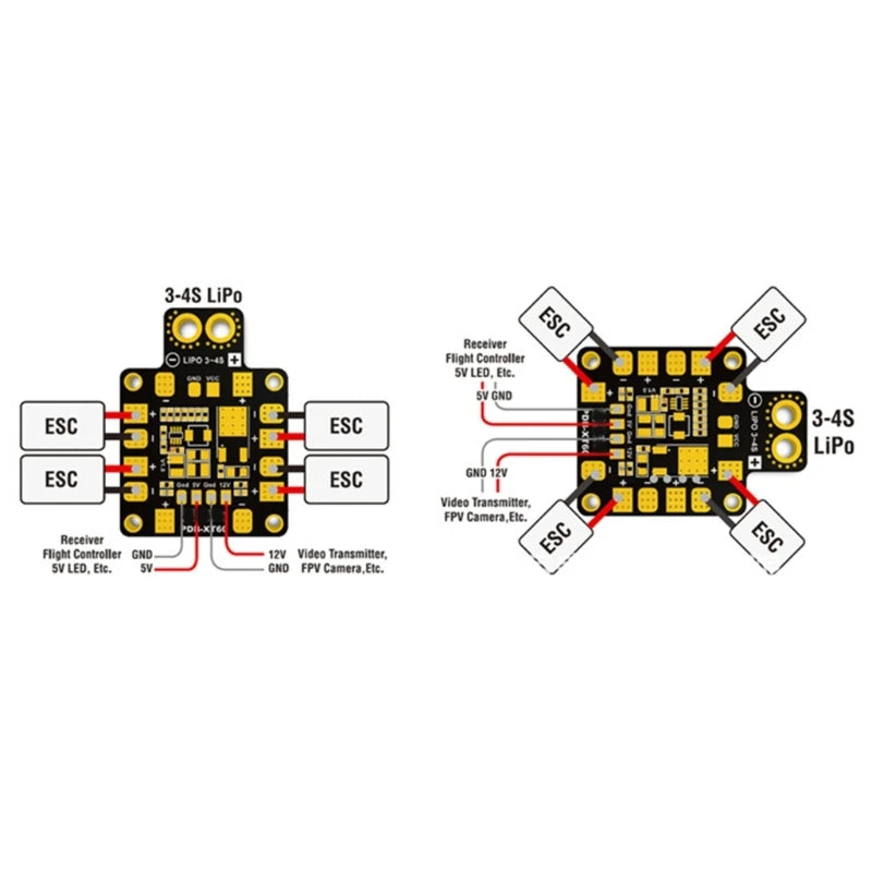 1Piece Mini Power Hub Power Distribution Board PDB with BEC 5V & 12V for FPV 250 ZMR250 Multicopter Quadcopter K1KF Quake