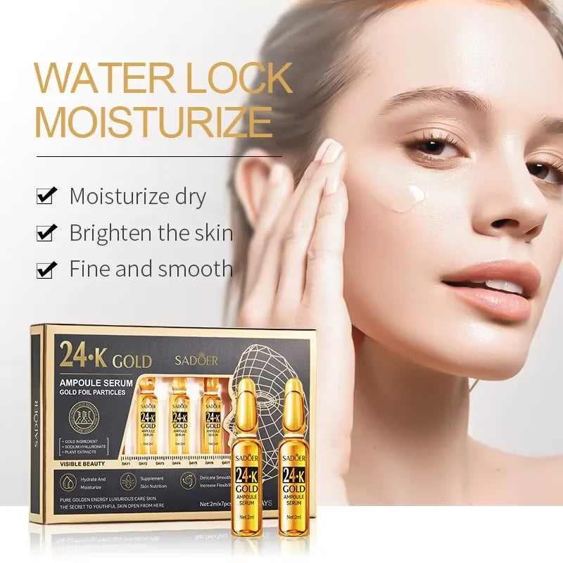 Skin Care Vitamin C Face Serum Dark Spots Freckles Removal Hyaluronic Pore Minimizer Anti Aging Remove Essence Quake 24k Gold
