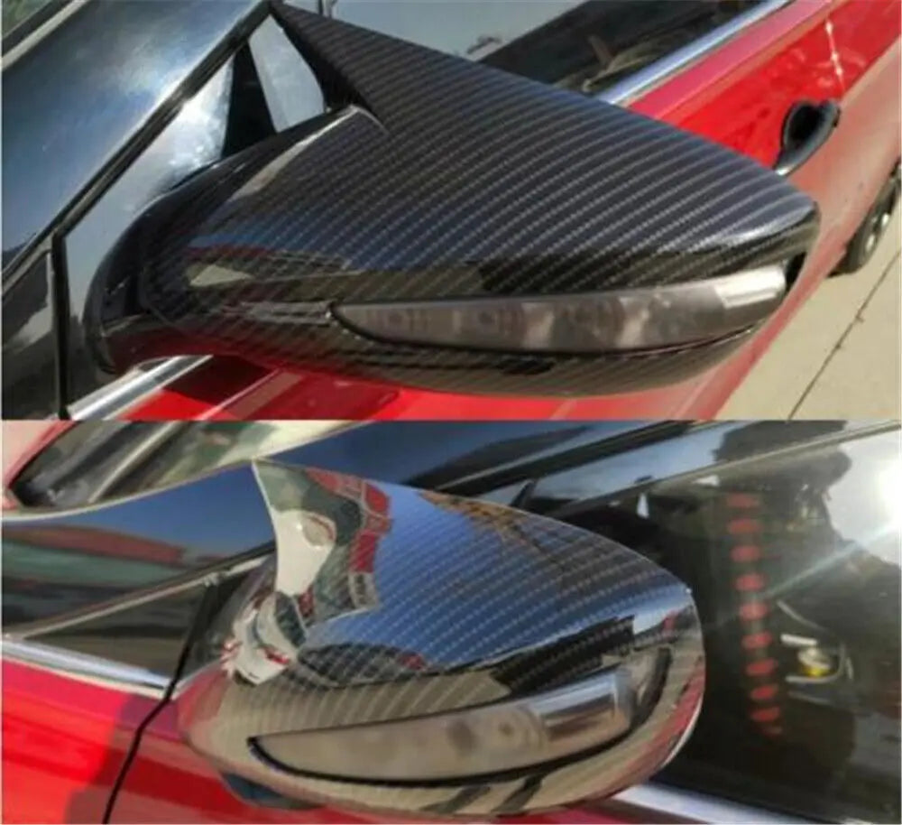 For Hyundai Sonata DN8 2011-2014 Rearview Side Mirror Cover Wing Cap Exterior Door Rear View Case Trim Shell Carbon Fiber Look Quake