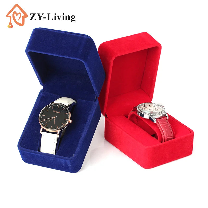 1Pcs Watch Box Fashion Velvet Round Corner Smartwatch Clock Storage Case Jewelry Accessories Business Packaging Boxes Quake
