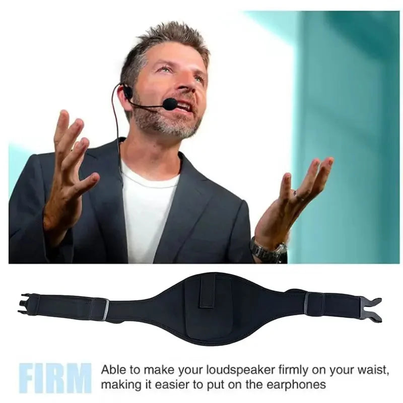 Adjustable Mic Belt with Hands-Free Mic Holder - Secure Waist Carrier Pouch for Fitness Instructors,Public Speakers,Performancer Quake