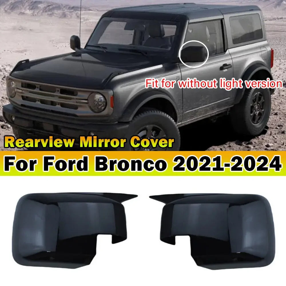 For Ford Bronco 2021-2024 Car Sticker Rearview Side Mirror Cover Wing Cap Exterior Door Rear View Case Trim Carbon Fiber Look Quake