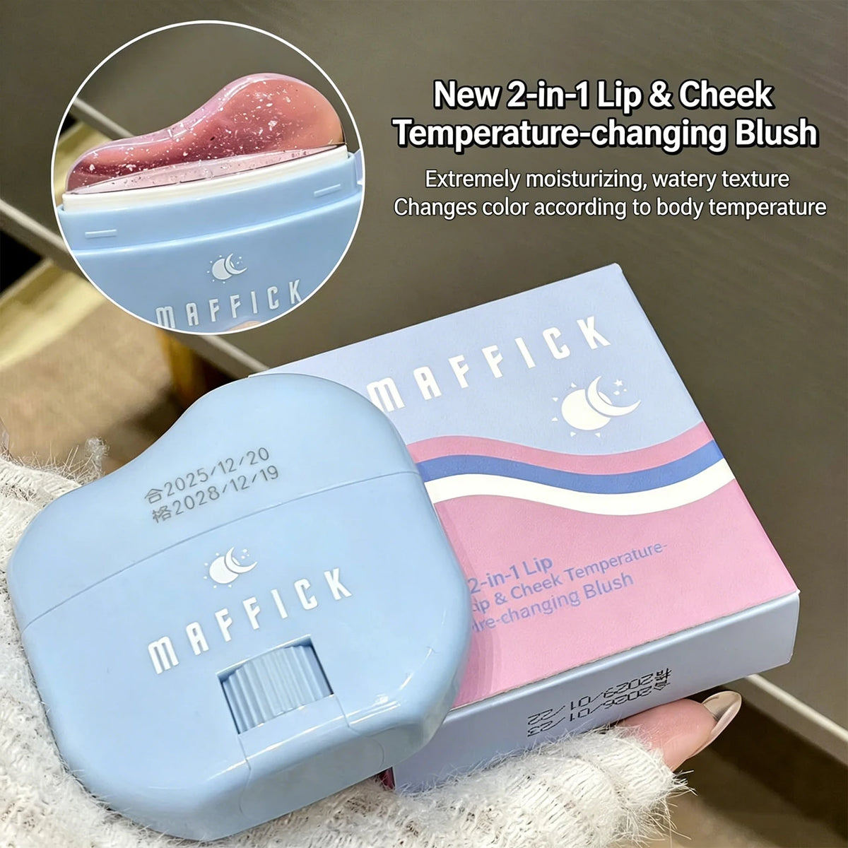 Lip & Cheek Temperature Changing Blush Stick Hydrating Gel Texture Long Lasting Natural Pink Moisturizing Cheek Gloss Makeup Quake