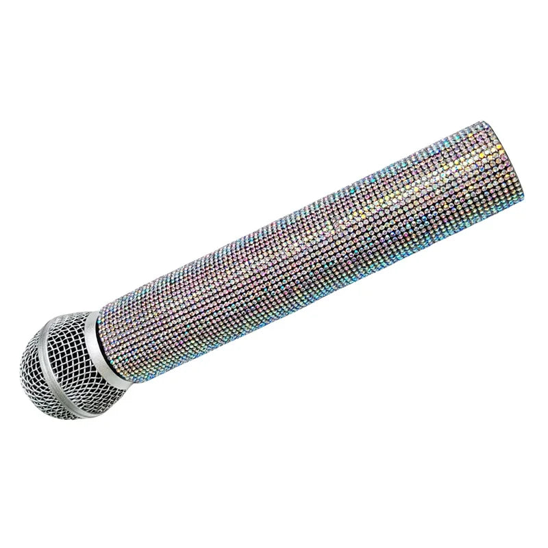 Rhinestone Simulation Microphone Props Colorful Plastic Fake Micriphone Decoration Ornaments For Home Bar Party Favors Photograp Quake
