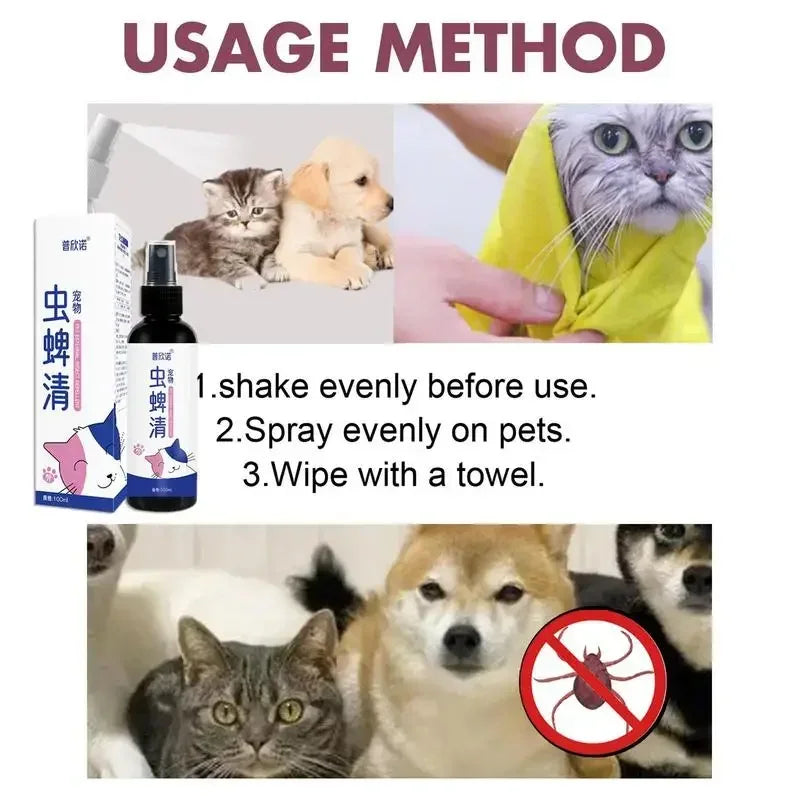 Pet Dog Cat Anti Flea Drops 100ml Insectcide Flea Lice Insect Remover Spray Flea And Tick Concentrate Formula Pet Flea Remover Quake