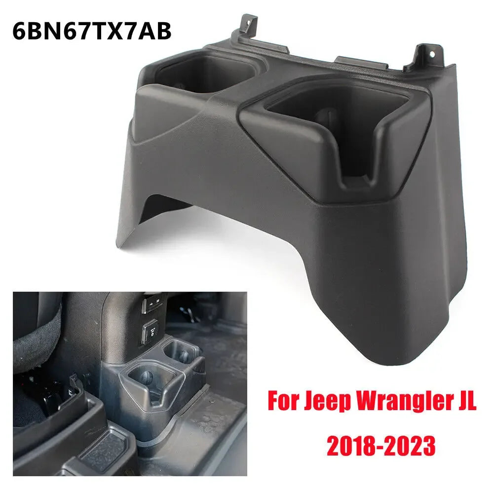 For Jeep Wrangler JL 2018-2023 Car Rear Seat Floor Central Console Cup Drinks Holder Storage Box 6BN67TX7AB 6BN67TX7AC Auto Part Quake Default Title