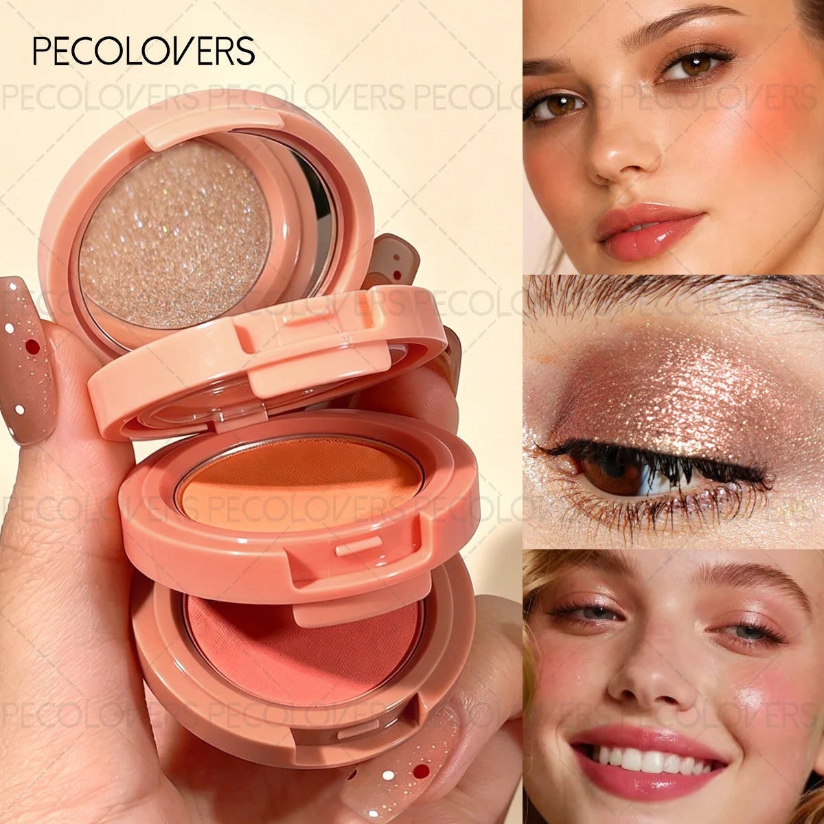 Multi Layer Powder Blusher, Powder Blusher Highlight, Brighten Face, Waterproof and Durable, Multi-functional Cosmetics Quake