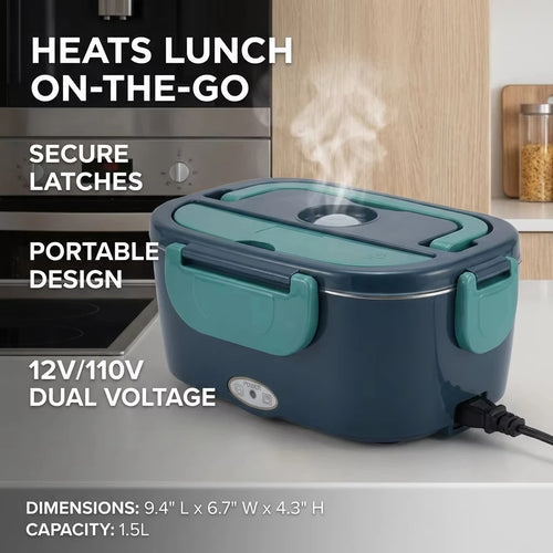 1.5L 60W Electric Portable Lunch Box Food Warmer – Leak-Proof Food Heater for Car or Home Quake US PLUG