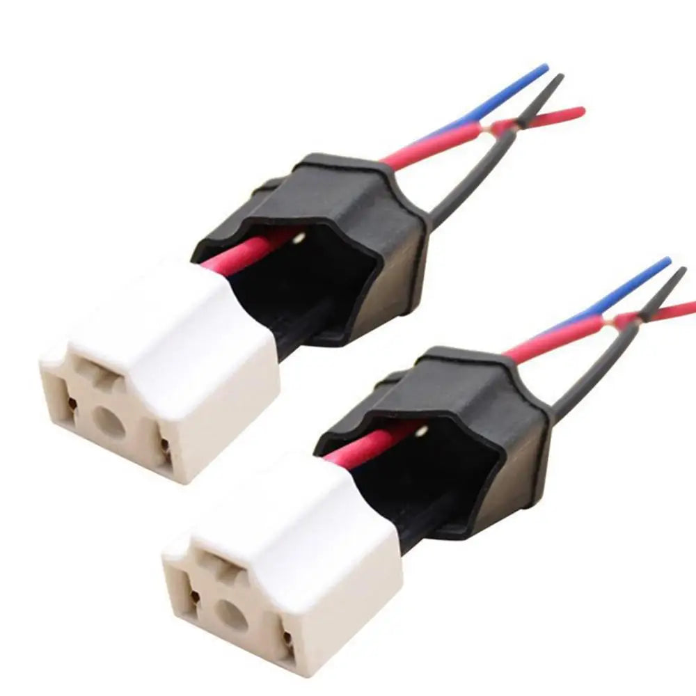 2Pcs H4 9003 Headlights Ceramic Wire Wiring Car Head Light Bulb Lamp Harness 3 Holes Base Socket Quake
