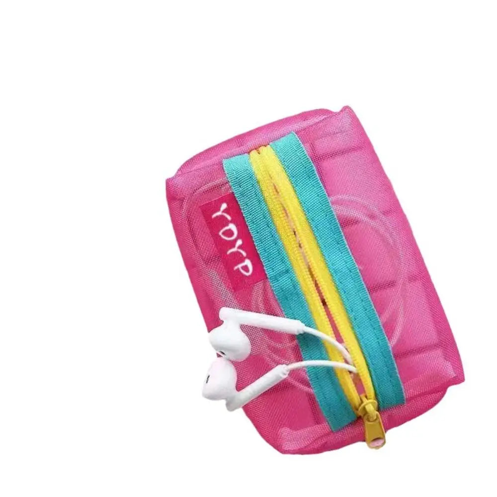 New Portable Zipper Pouch Transparent Coin Purse Mesh Storage Bag File Bag Cosmetic Bag Lipstick Bags Quake