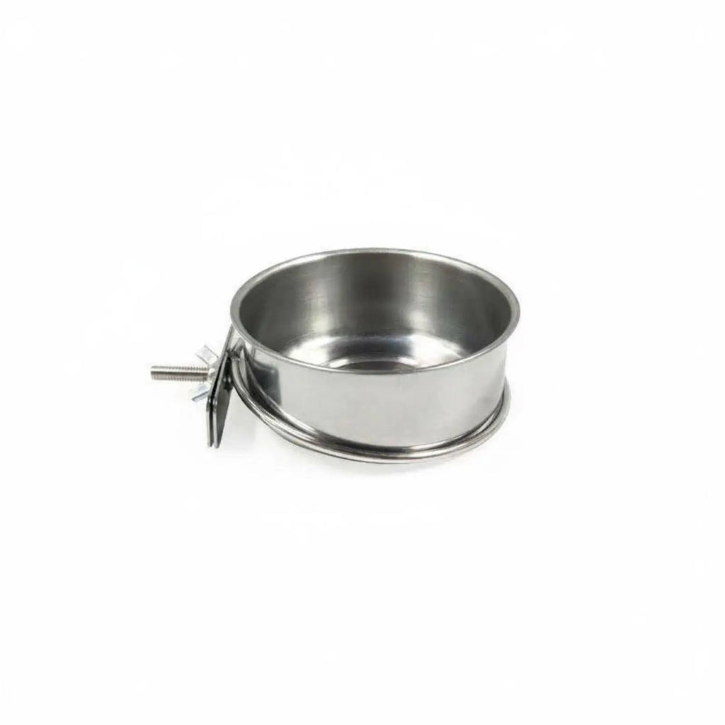 Robust Stainless Bird Feeder Bowl Attach on Cage Dish for Parrot Meals and Hydration Routine Quake