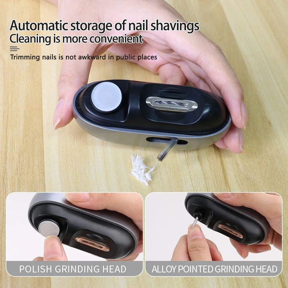 Electric Nail Clipper Electric Nail Trimmer Polisher Portable Fingernail Cutter with Light File Nail Clip Storage Rechargeable Quake