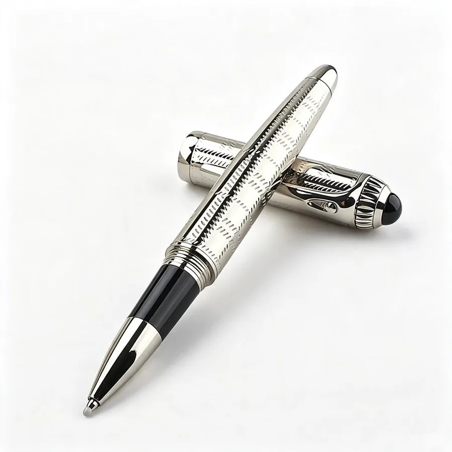 Silver Engraved Metal Rollerball Pen Luxury Business Signature Ballpoint Pen Office Writing Gift Pen Quake 148-1