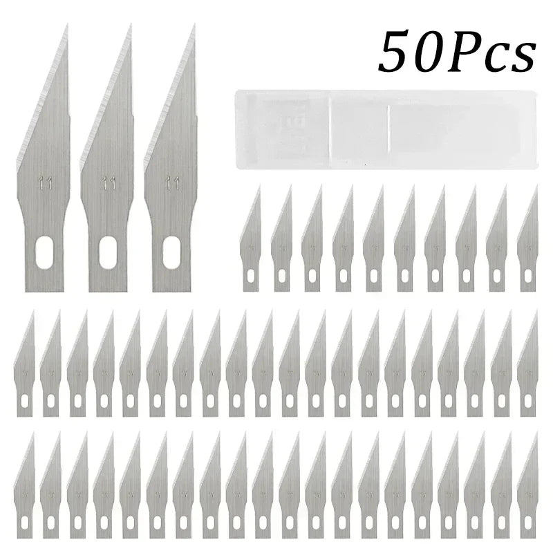 Surgical Sculpture Cutting Tools Metal Scalpel Knife 100/50/20Pcs Engraving Knife Blades Wood Carving Knife Blade Replacement Quake 50pcs