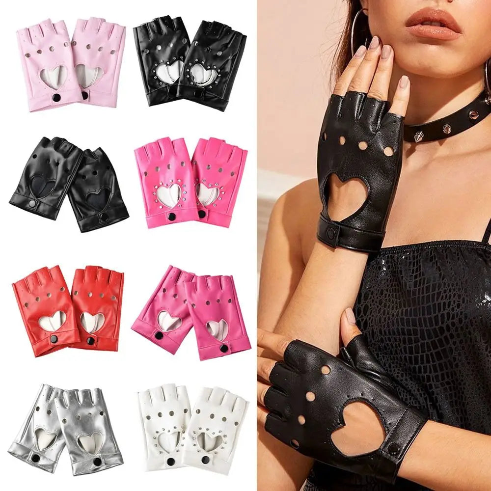 New Fashion PU Leather Fingerless Dance Glove Gothic lolita Jazz Style Driving Dress Performance Mittens Quake