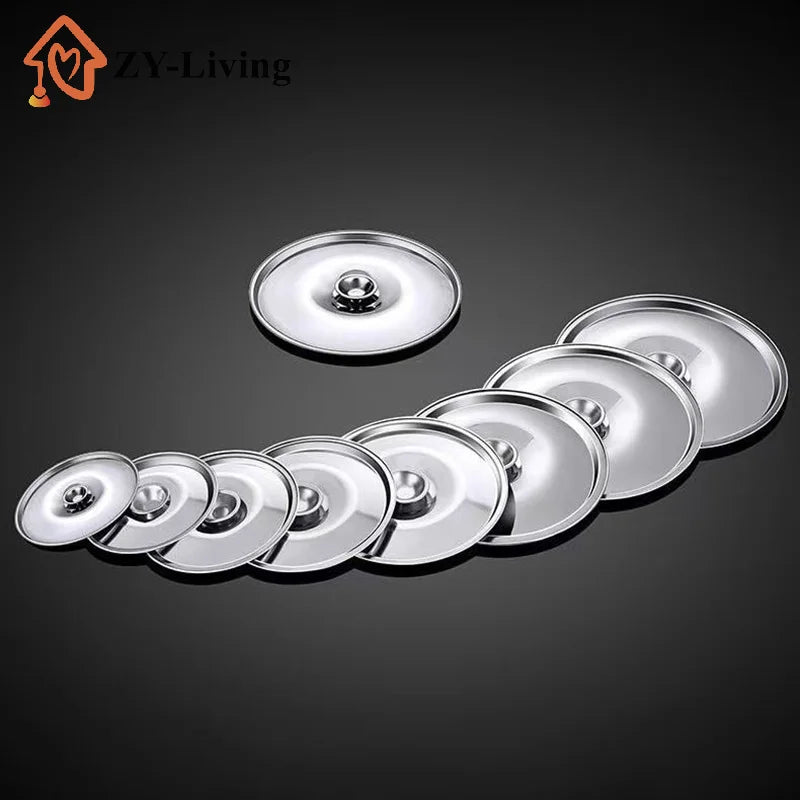 1Pcs Kitchen Stainless Steel Round Pot Lid Replacement , 10/12/14/16/18/20/22/24/26cm Saucepan Cover Quake
