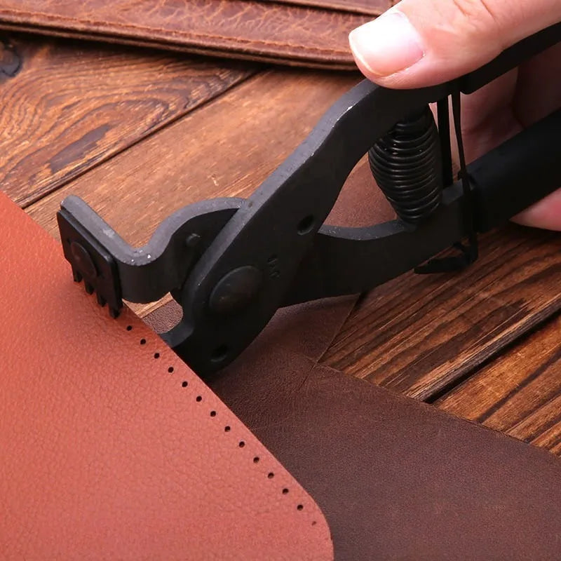 Silent Leather Punch Pliers 17cm Tool Steel with 4mm Diamond Chisels 2 and 4 Teeth for DIY Crafting Belt Bag Strap Repair Quake